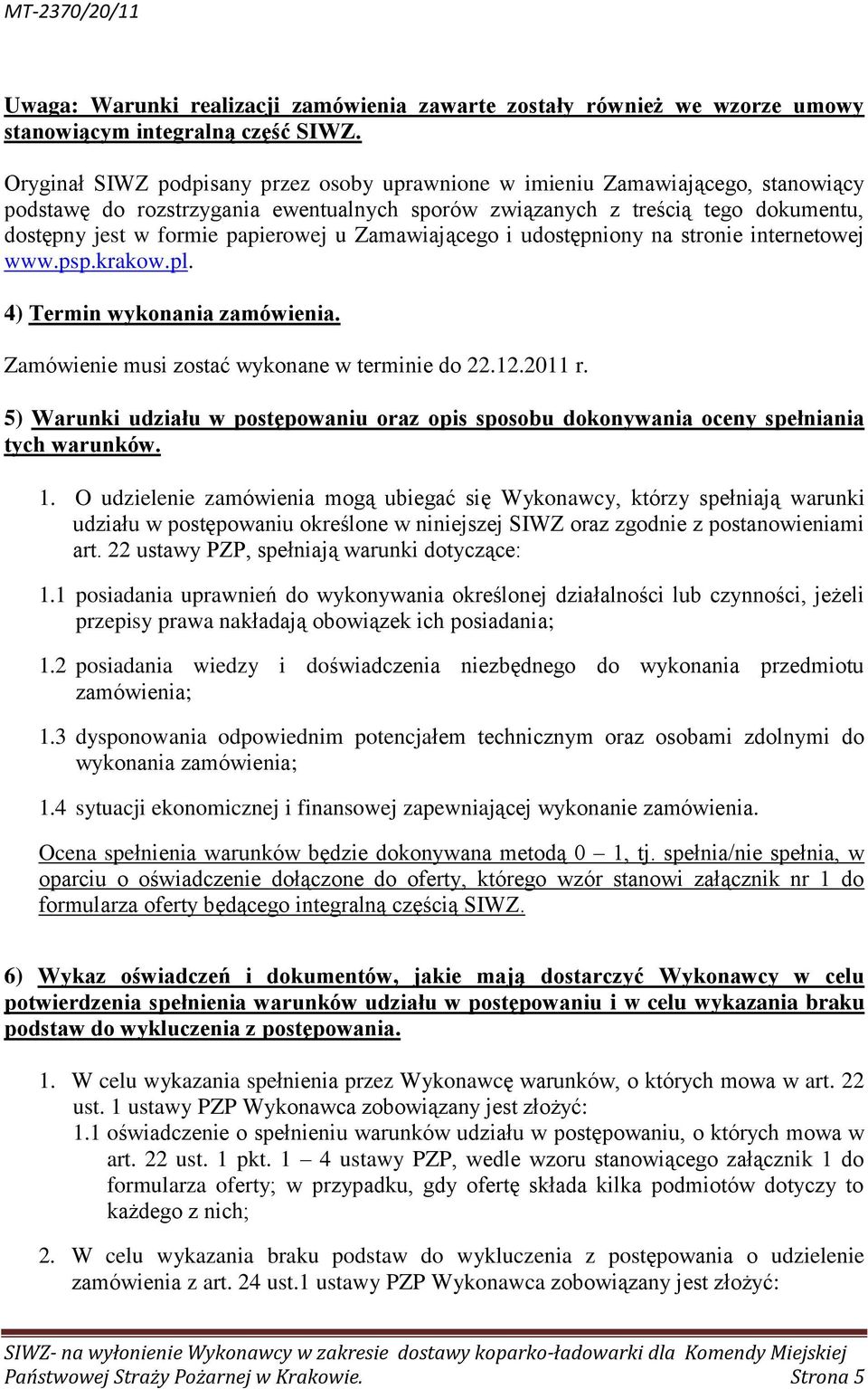 SPECYFIKACJA ISTOTNYCH WARUNKÓW ZAMÓWIENIA - PDF Free Download