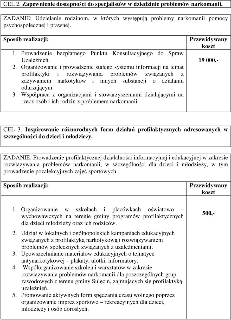 Organizowanie i prowadzenie stałego systemu informacji na temat profilaktyki i rozwiązywania problemów związanych z zaŝywaniem narkotyków i innych substancji o działaniu odurzającym. 3.