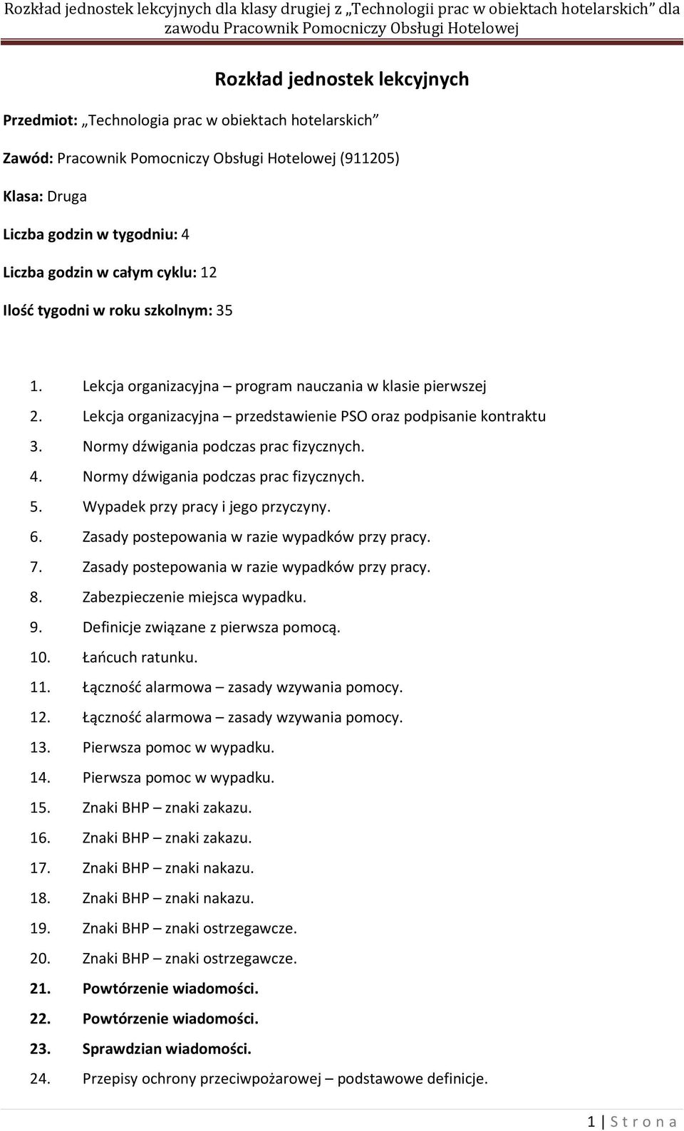 Normy dźwigania podczas prac fizycznych. 4. Normy dźwigania podczas prac fizycznych. 5. Wypadek przy pracy i jego przyczyny. 6. Zasady postepowania w razie wypadków przy pracy. 7.