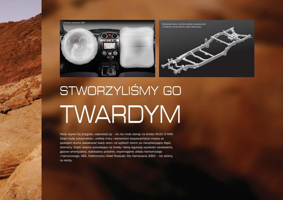 Dzięki dużej wytrzymałości, wielkiej mocy i elementom bezpieczeństwa możesz ze spokojem ducha zaatakować każdy teren: od szybkich równin po niewybaczające błędu
