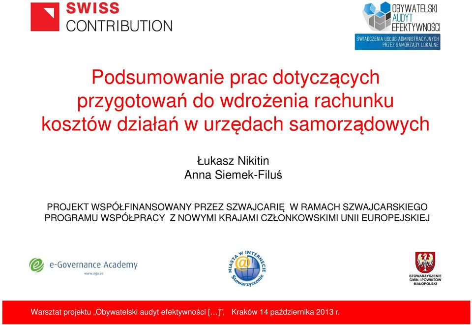 Siemek-Filuś PROJEKT WSPÓŁFINANSOWANY PRZEZ SZWAJCARIĘ W RAMACH