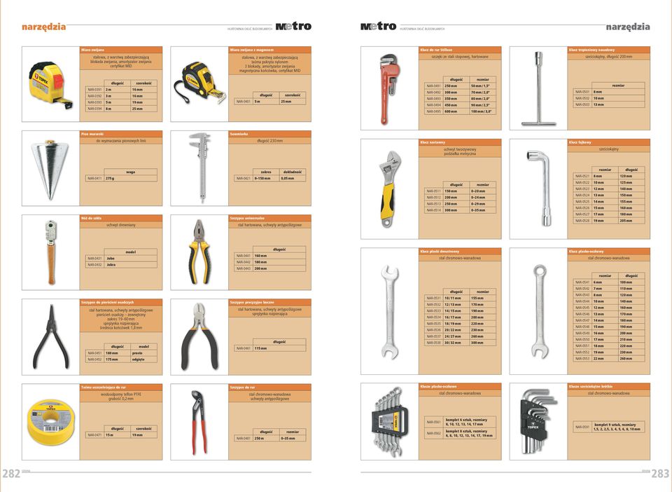 stopowej, hartowane 2m NAR-0401 5m 25 mm sześciokątny, NAR-0491 50 mm / 1,5'' NAR-0492 70 mm / 2,0'' NAR-0501 NAR-0493 350 mm 80 mm / 2,0'' NAR-0502 NAR-0494 450 mm 90 mm / 2,5'' NAR-0503 13 mm