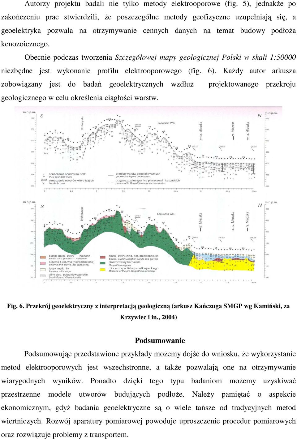 Obecnie podczas tworzenia Szczegółowej mapy geologicznej Polski w skali 1:50000 niezbędne jest wykonanie profilu elektrooporowego (fig. 6).