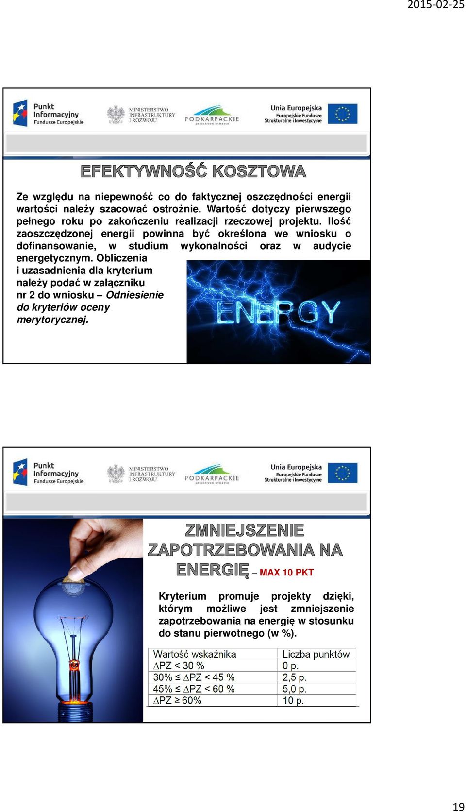 Ilość zaoszczędzonej energii powinna być określona we wniosku o dofinansowanie, w studium wykonalności oraz w audycie energetycznym.