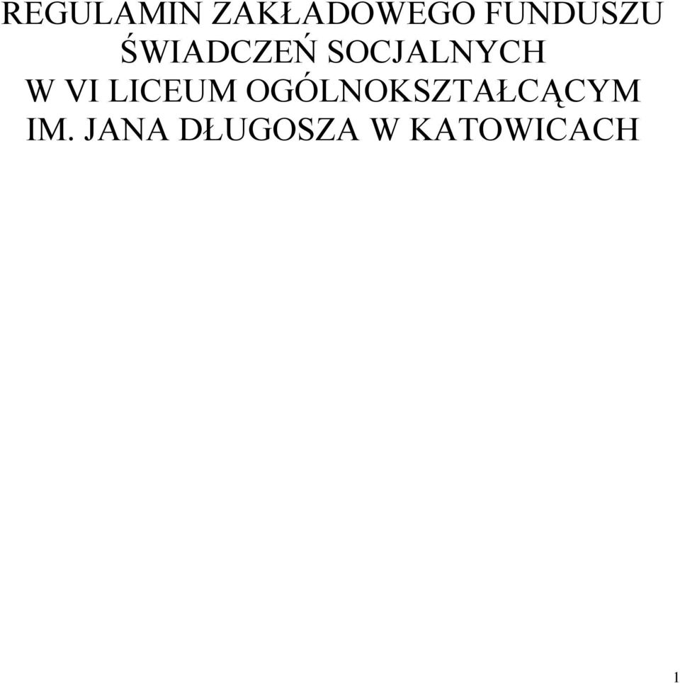 SOCJALNYCH W VI LICEUM