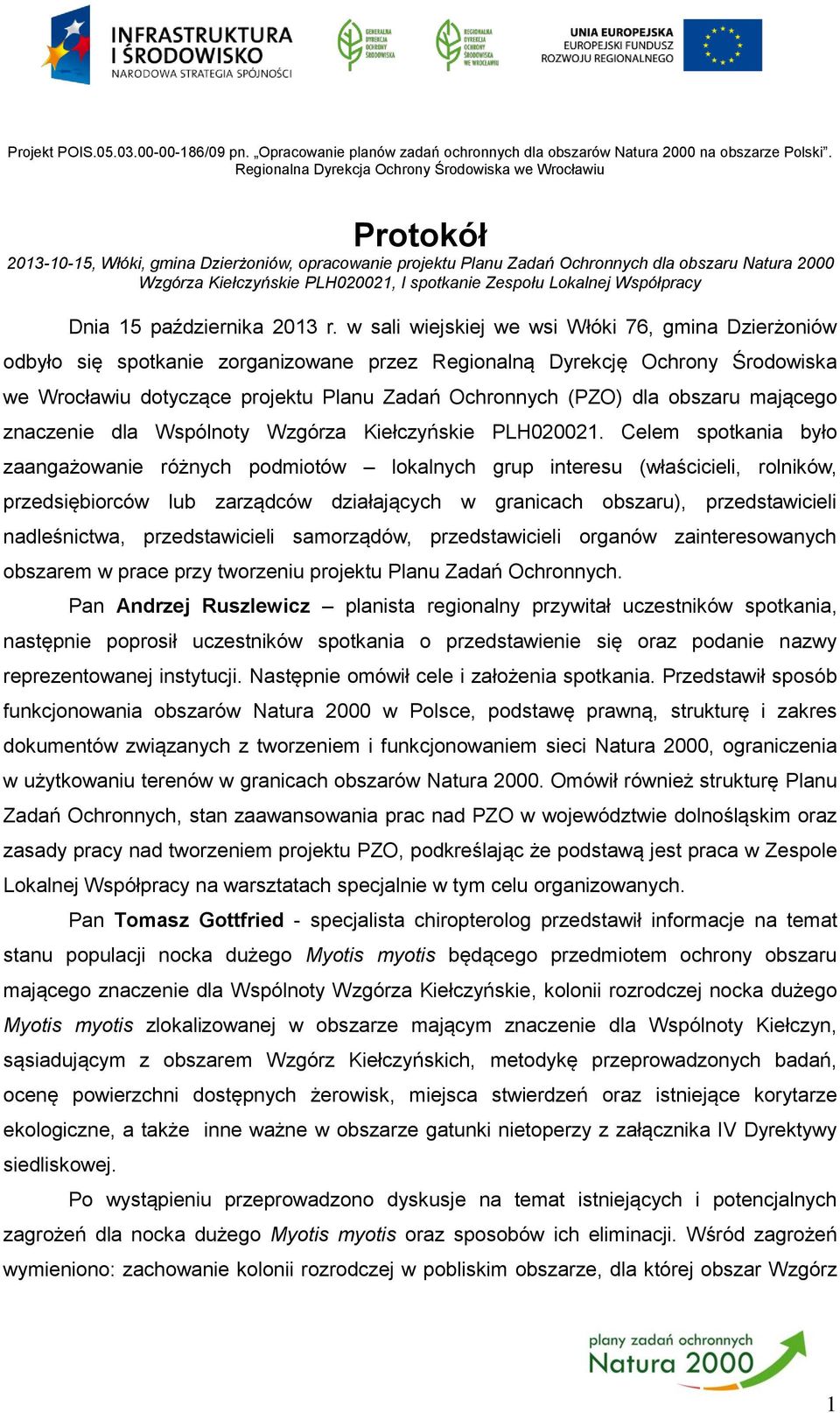 I spotkanie Zespołu Lokalnej Współpracy Dnia 15 października 2013 r.