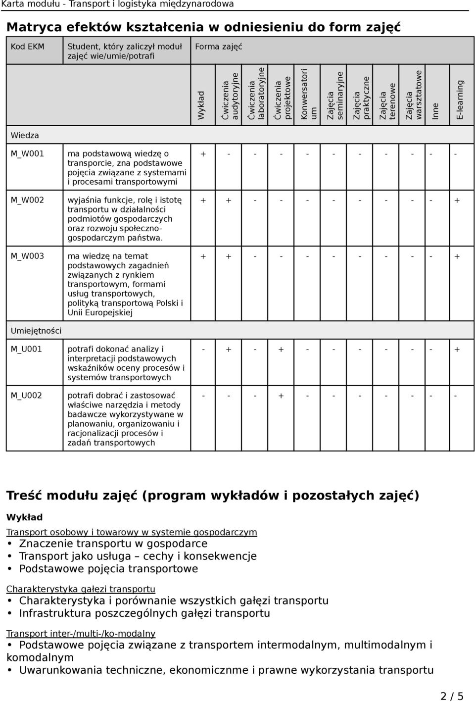 procesami transportowymi wyjaśnia funkcje, rolę i istotę transportu w działalności podmiotów gospodarczych oraz rozwoju społecznogospodarczym państwa.