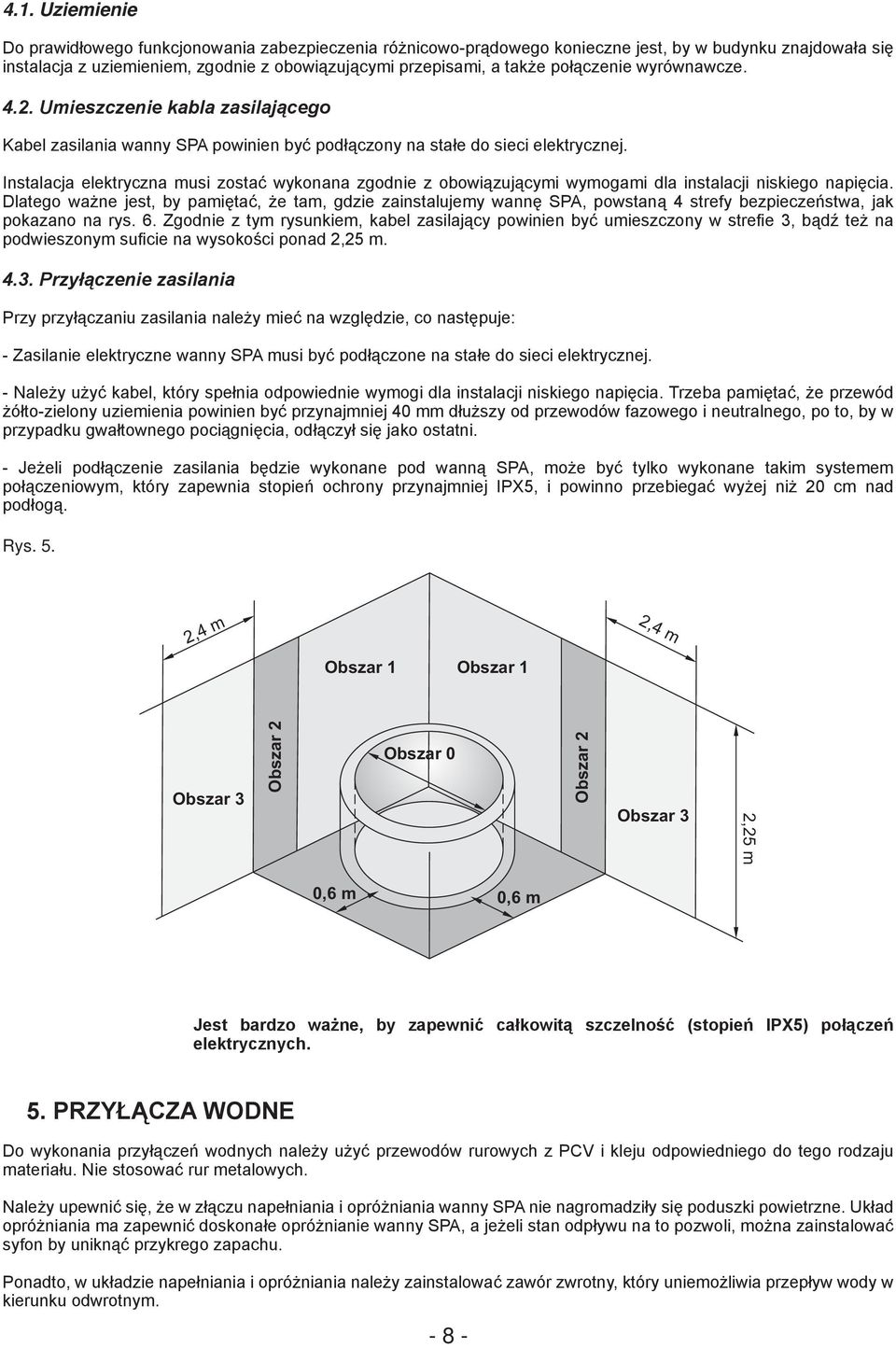 Instalacja elektryczna musi zostać wykonana zgodnie z obowiązującymi wymogami dla instalacji niskiego napięcia.