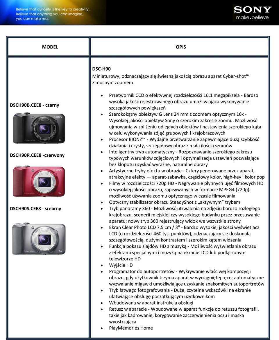 Lens 24 mm z zoomem optycznym 16x - Wysokiej jakości obiektyw Sony o szerokim zakresie zoomu.