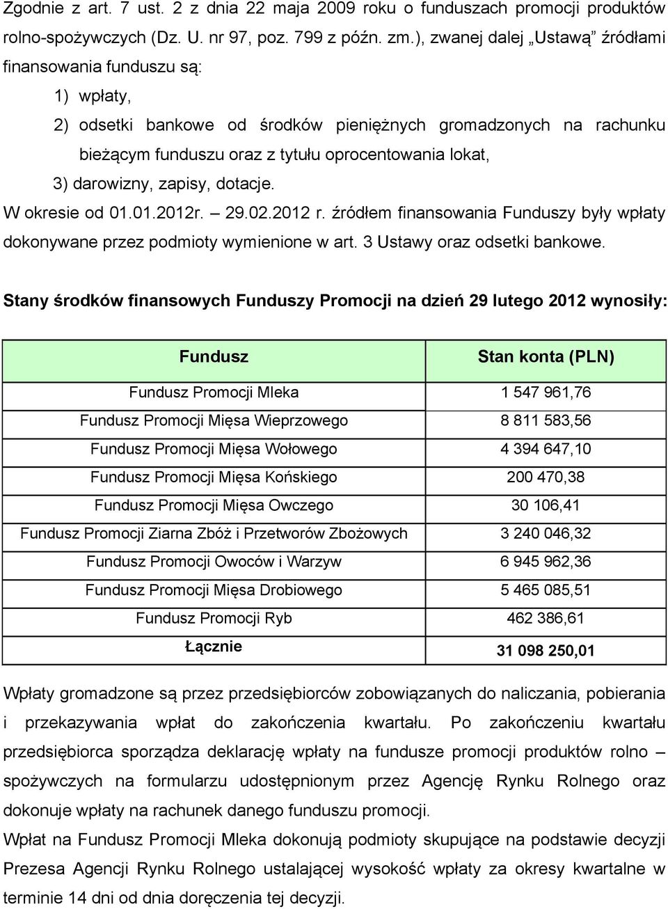 darowizny, zapisy, dotacje. W okresie od 01.01.2012r. 29.02.2012 r. źródłem finansowania y były wpłaty dokonywane przez podmioty wymienione w art. 3 Ustawy oraz odsetki bankowe.