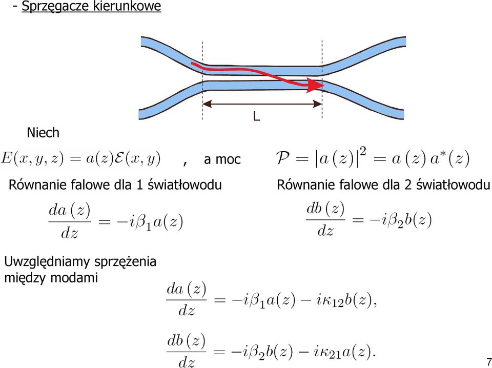 Równanie falowe dla 2 światłowodu
