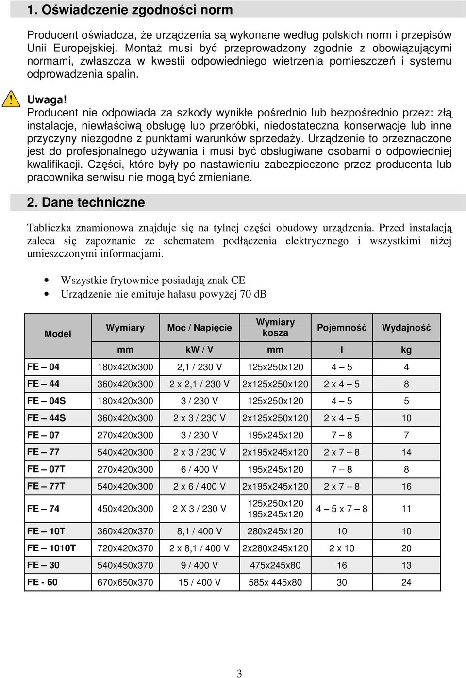 Producent nie odpowiada za szkody wynikłe pośrednio lub bezpośrednio przez: złą instalacje, niewłaściwą obsługę lub przeróbki, niedostateczna konserwacje lub inne przyczyny niezgodne z punktami