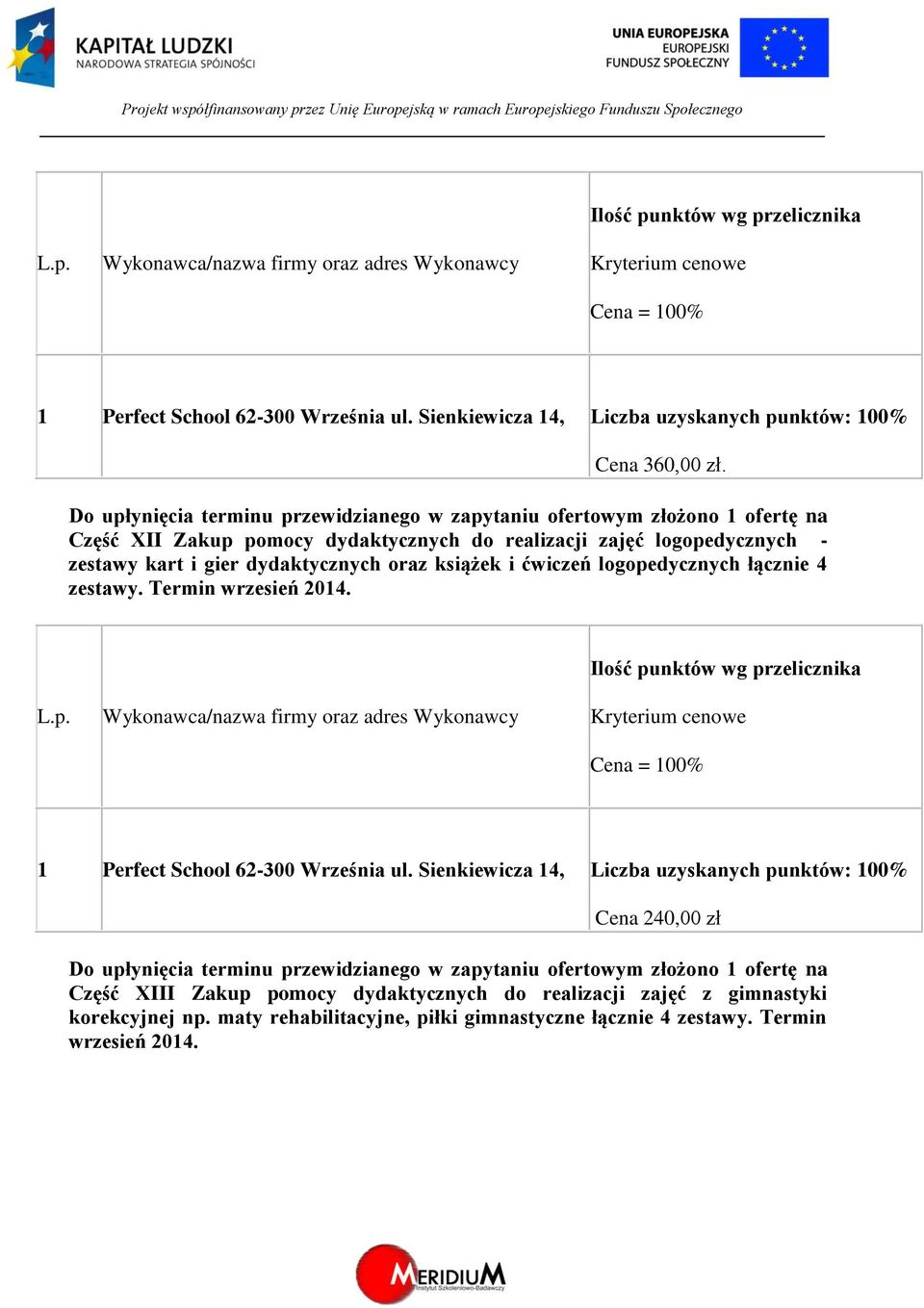 dydaktycznych oraz książek i ćwiczeń logopedycznych łącznie 4 zestawy. Termin wrzesień 2014.