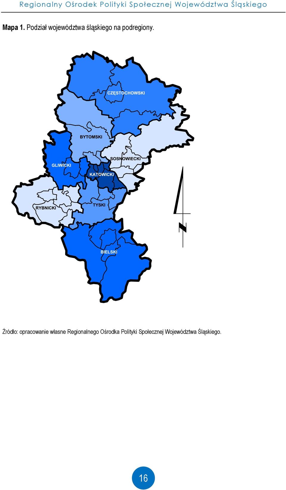 Podział województwa śląskiego na podregiony.