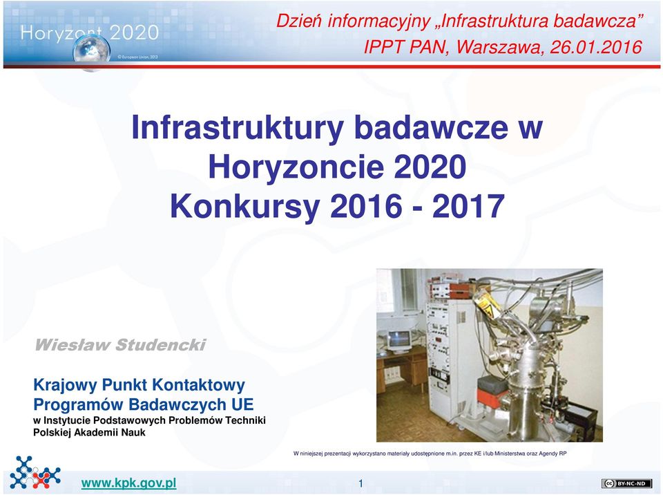 Kontaktowy Programów Badawczych UE w Instytucie Podstawowych Problemów Techniki Polskiej Akademii