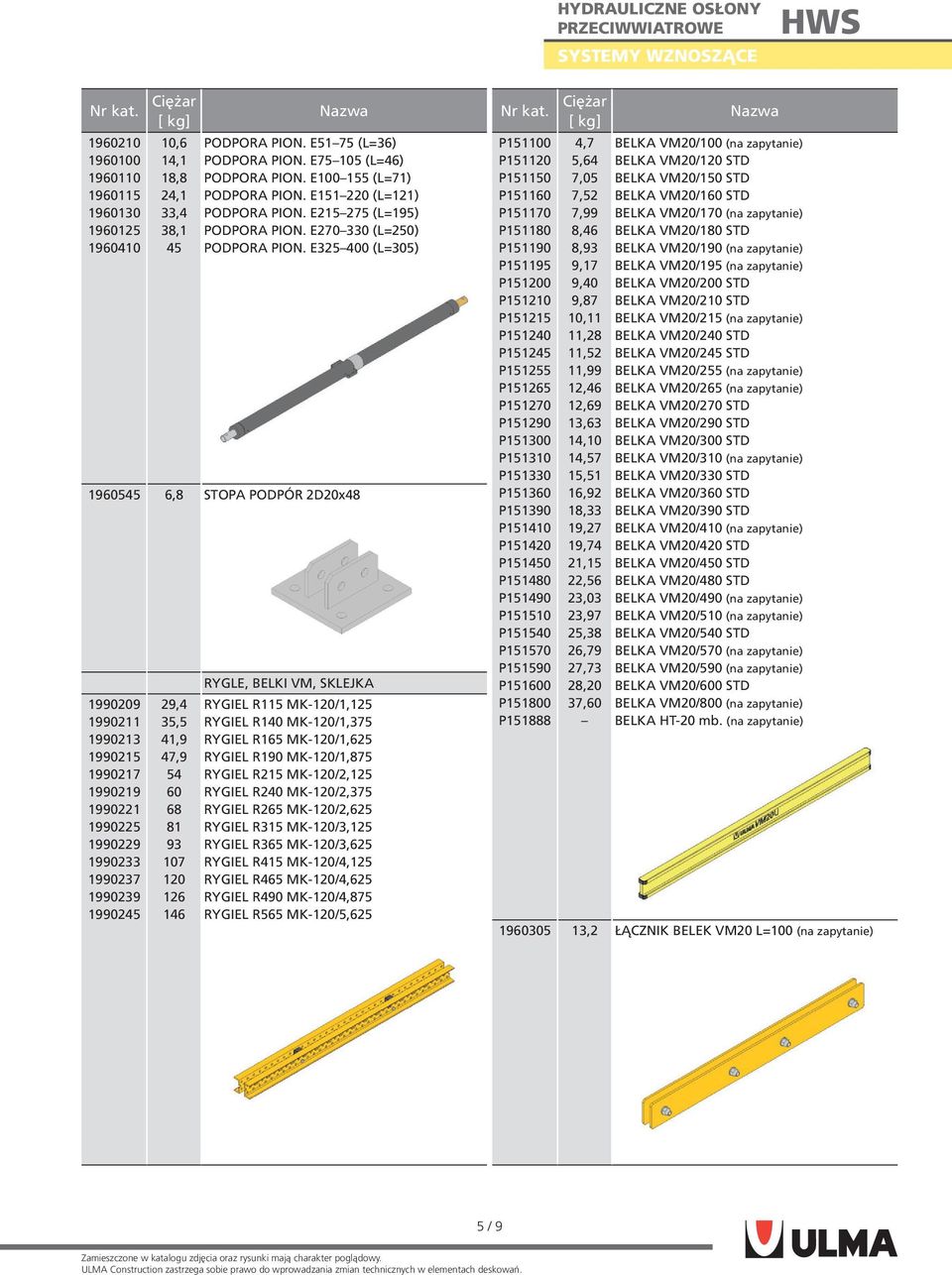 E325400 (L=305) 1960545 6,8 STOPA PODPÓR 2D20x48 1990209 1990211 1990213 1990215 1990217 1990219 1990221 1990225 1990229 1990233 1990237 1990239 1990245 29,4 35,5 41,9 47,9 54 60 68 81 93 107 120 126