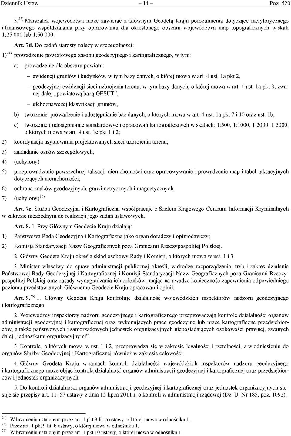 topograficznych w skali 1:25 000 lub 1:50 000. Art. 7d.