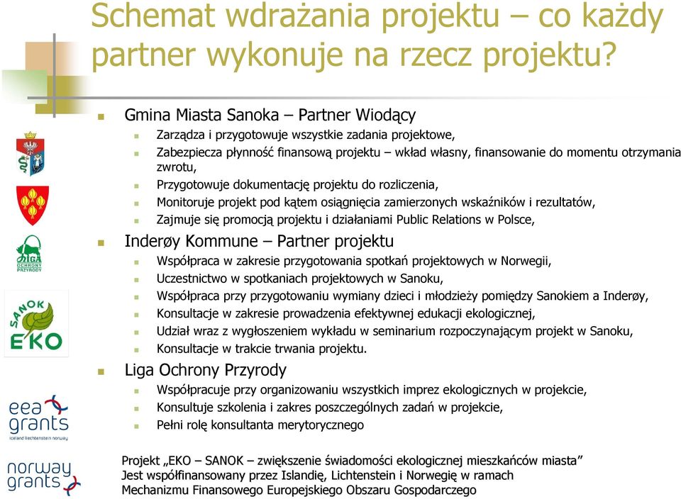 dokumentację projektu do rozliczenia, Monitoruje projekt pod kątem osiągnięcia zamierzonych wskaźników i rezultatów, Zajmuje się promocją projektu i działaniami Public Relations w Polsce, Inderøy