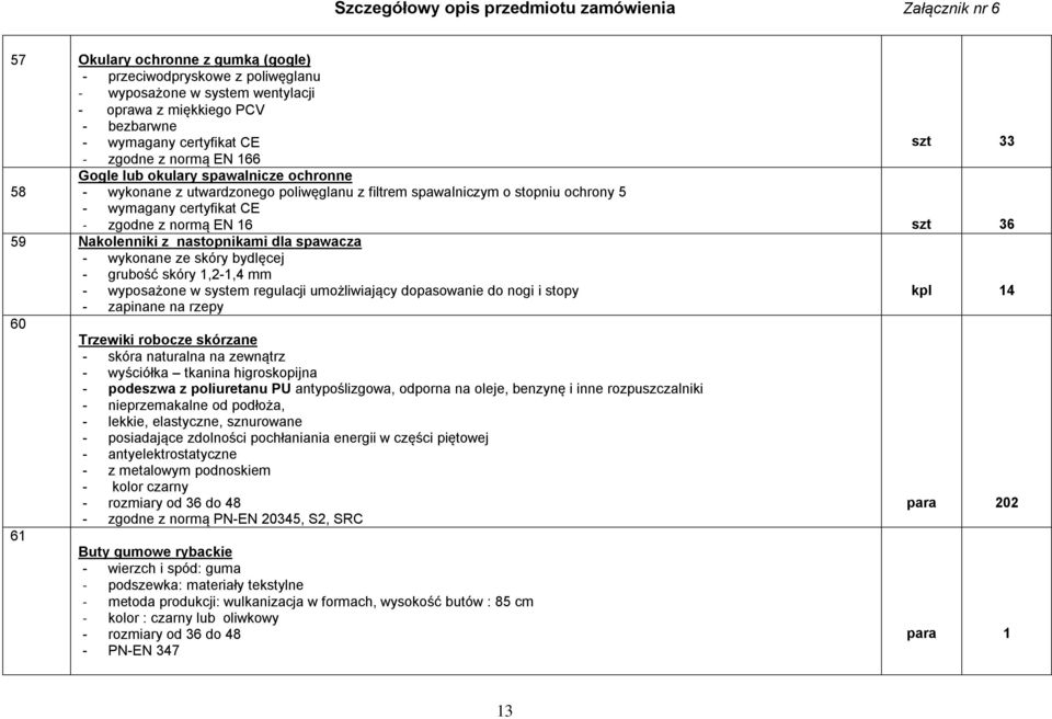 bydlęcej - grubość skóry 1,2-1,4 mm - wyposażone w system regulacji umożliwiający dopasowanie do nogi i stopy - zapinane na rzepy 60 61 Trzewiki robocze skórzane - skóra naturalna na zewnątrz -