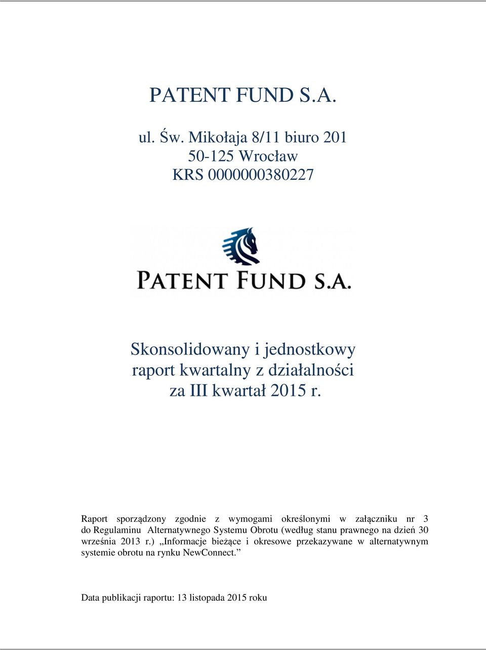 za III kwartał 2015 r.