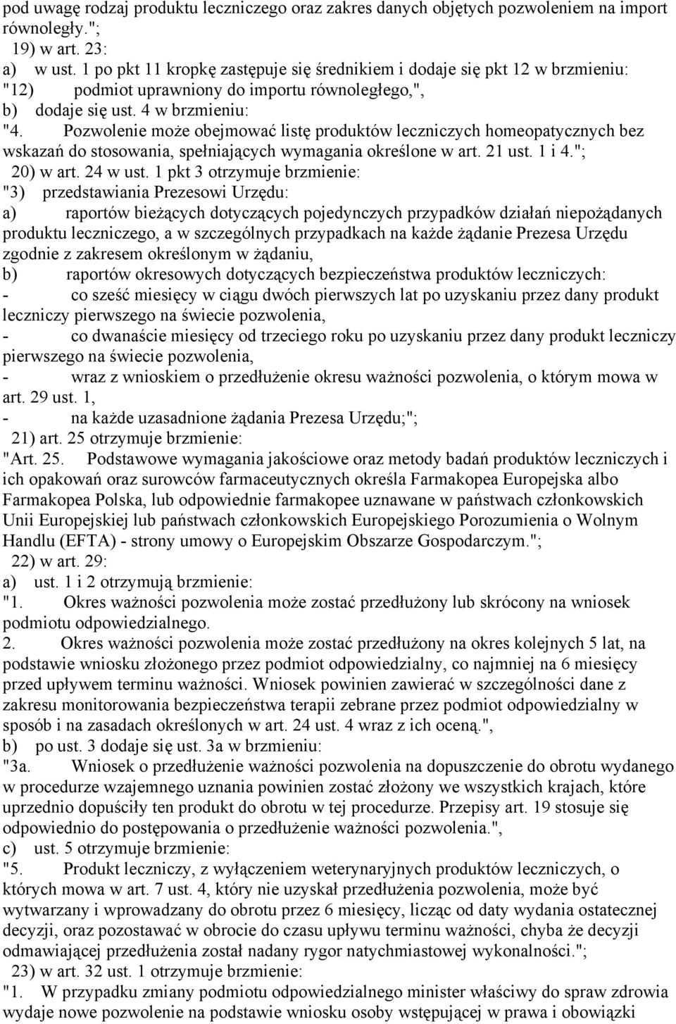 Pozwolenie może obejmować listę produktów leczniczych homeopatycznych bez wskazań do stosowania, spełniających wymagania określone w art. 21 ust. 1 i 4."; 20) w art. 24 w ust.