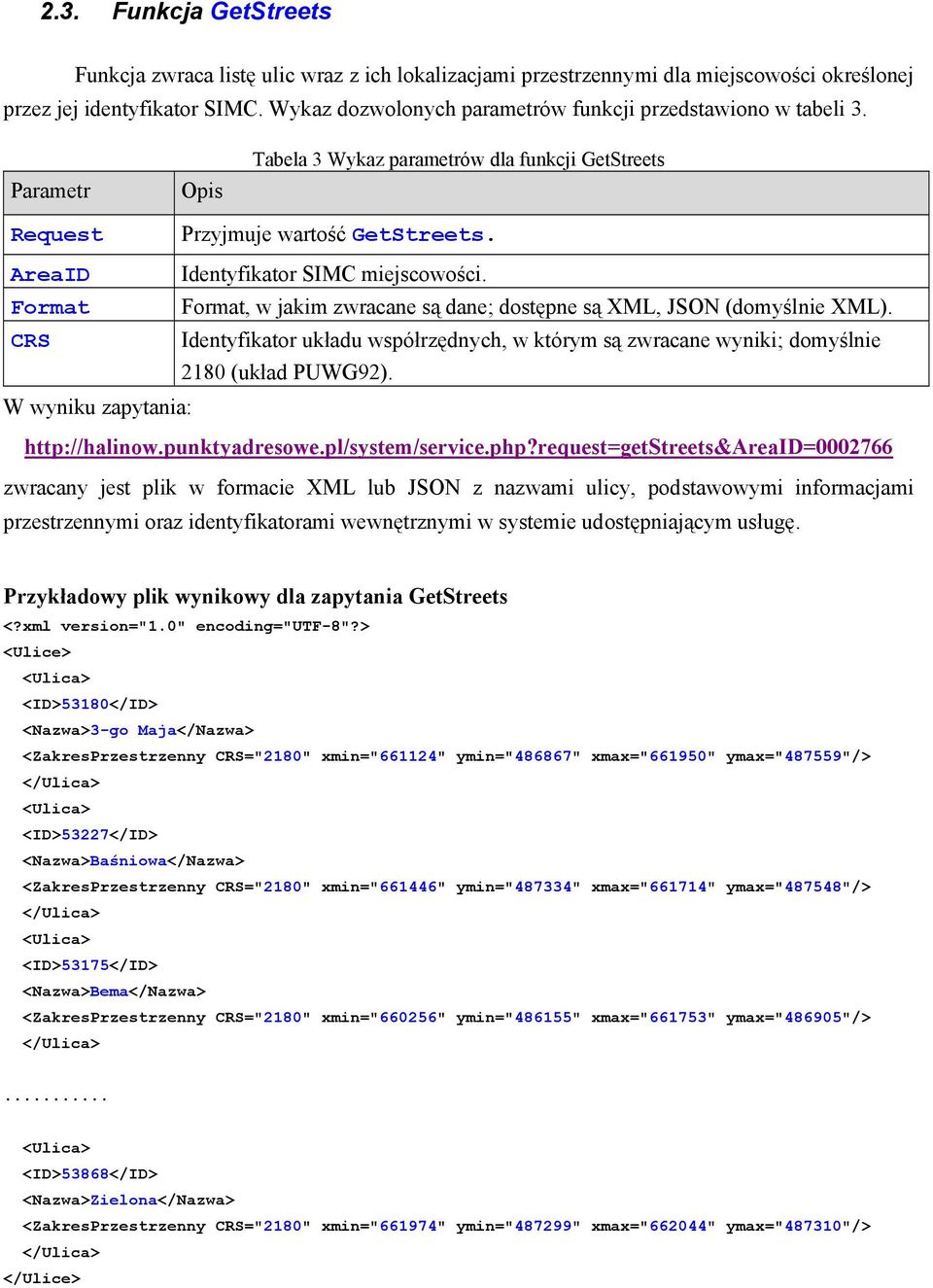 AreaID Identyfikator SIMC miejscowości. Format Format, w jakim zwracane są dane; dostępne są XML, JSON (domyślnie XML).