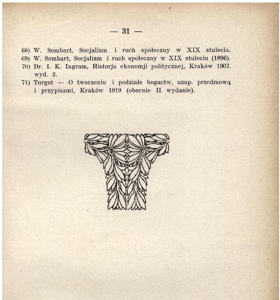Ingram, Historja ekonomji politycznej, Kraków 1907. wyd. 2.