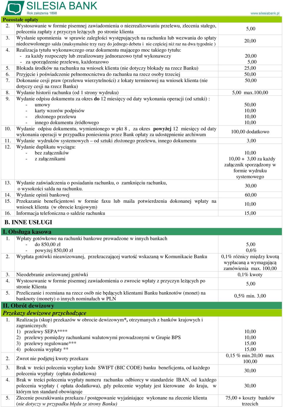 Realizacja tytułu wykonawczego oraz dokumentu mającego moc takiego tytułu: - za każdy rozpoczęty lub zrealizowany jednorazowo tytuł wykonawczy - za sporządzenie przelewu, każdorazowo 5.