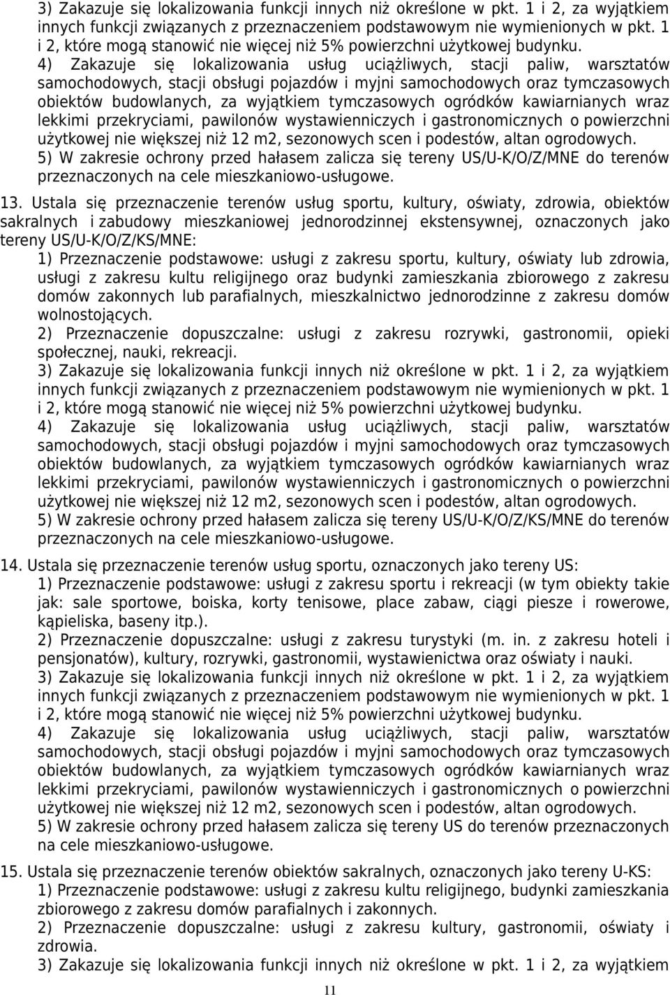 4) Zakazuje się lokalizowania usług uciążliwych, stacji paliw, warsztatów samochodowych, stacji obsługi pojazdów i myjni samochodowych oraz tymczasowych obiektów budowlanych, za wyjątkiem