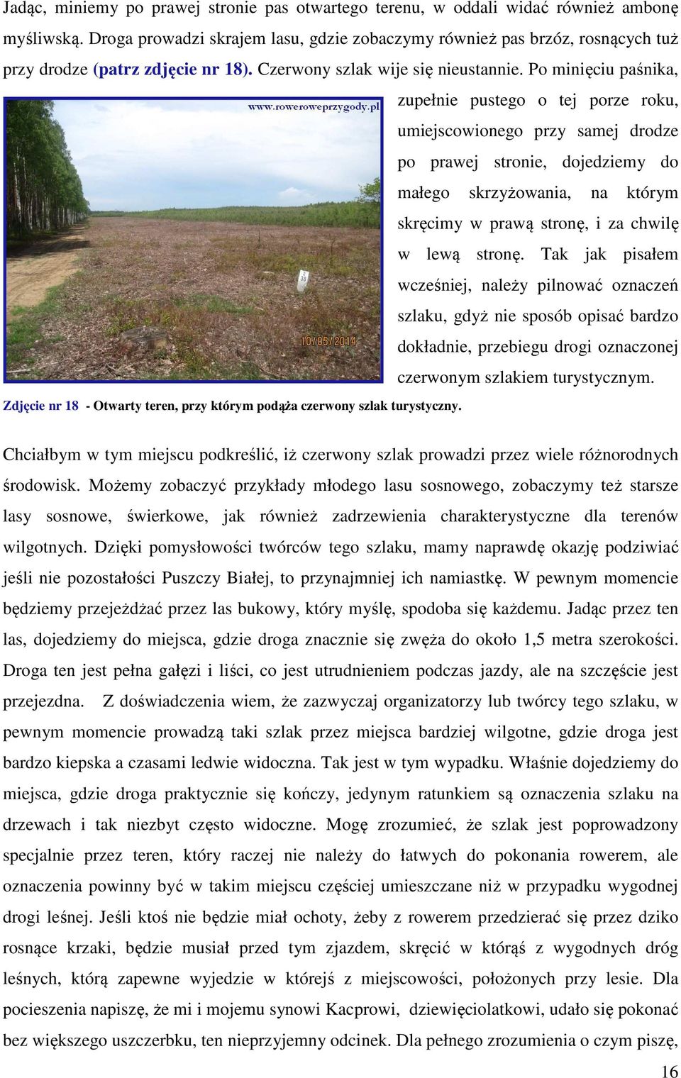 Po minięciu paśnika, zupełnie pustego o tej porze roku, umiejscowionego przy samej drodze po prawej stronie, dojedziemy do małego skrzyżowania, na którym skręcimy w prawą stronę, i za chwilę w lewą