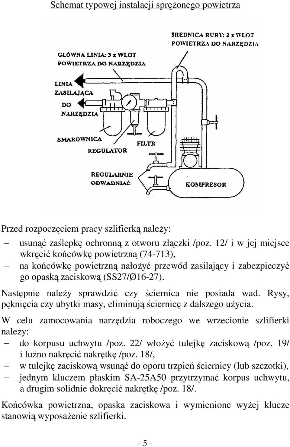 Następnie należy sprawdzić czy ściernica nie posiada wad. Rysy, pęknięcia czy ubytki masy, eliminują ściernicę z dalszego użycia.