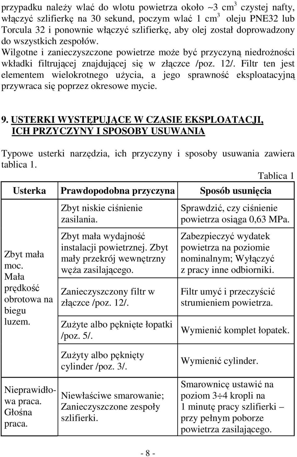 Filtr ten jest elementem wielokrotnego użycia, a jego sprawność eksploatacyjną przywraca się poprzez okresowe mycie. 9.