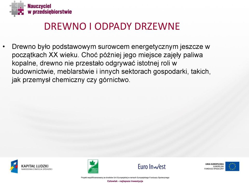 Choć później jego miejsce zajęły paliwa kopalne, drewno nie przestało
