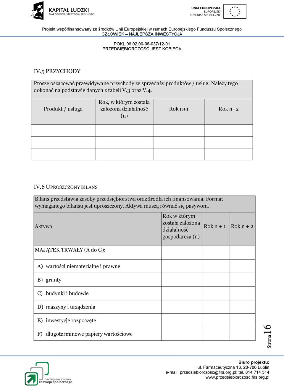 6 UPROSZCZONY BILANS Bilans przedstawia zasoby przedsiębiorstwa oraz źródła ich finansowania. Format wymaganego bilansu jest uproszczony.