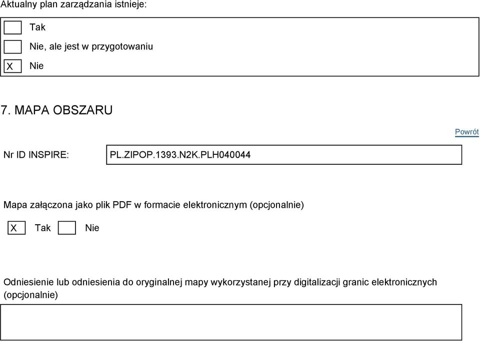 PLH040044 Mapa załączona jako plik PDF w formacie elektronicznym (opcjonalnie) X