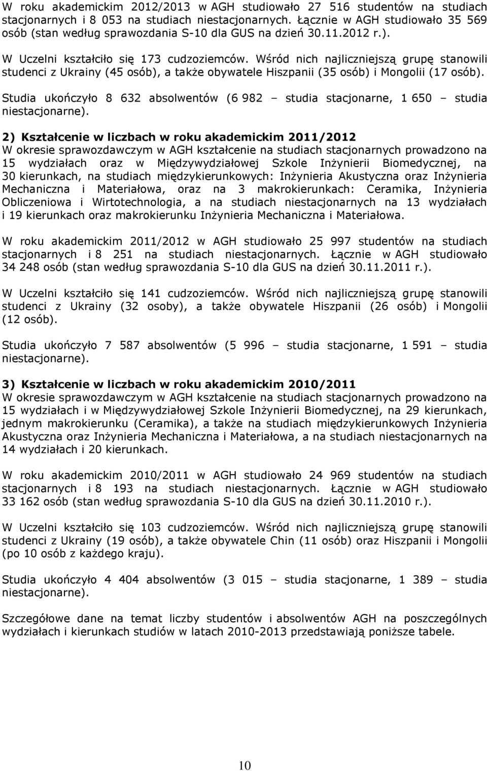 Wśród nich najliczniejszą grupę stanowili studenci z Ukrainy (45 osób), a także obywatele Hiszpanii (35 osób) i Mongolii (17 osób).