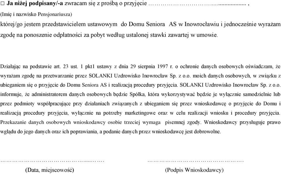 stawki zawartej w umowie. Działając na podstawie art. 23 ust. 1 pkt1 ustawy z dnia 29 sierpnia 1997 r.