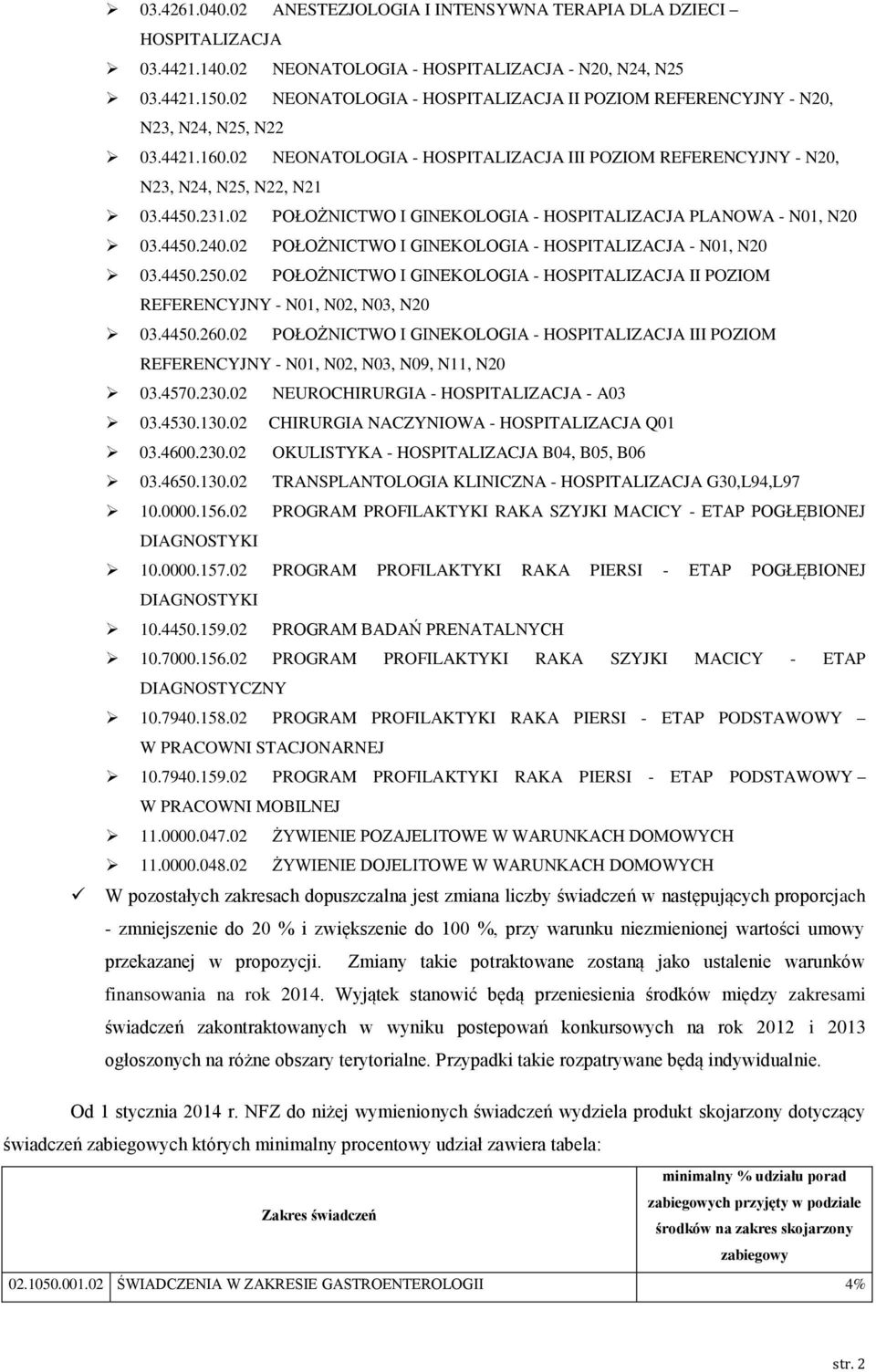 02 POŁOŻNICTWO I GINEKOLOGIA - HOSPITALIZACJA PLANOWA - N01, N20 03.4450.240.02 POŁOŻNICTWO I GINEKOLOGIA - HOSPITALIZACJA - N01, N20 03.4450.250.