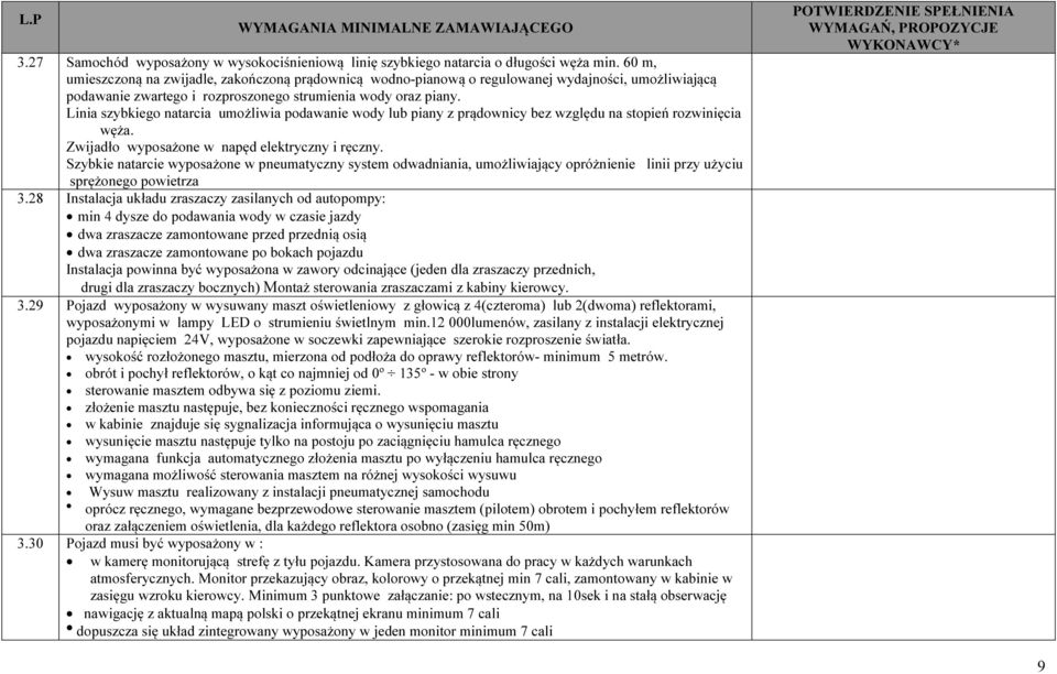Linia szybkiego natarcia umożliwia podawanie wody lub piany z prądownicy bez względu na stopień rozwinięcia węża. Zwijadło wyposażone w napęd elektryczny i ręczny.