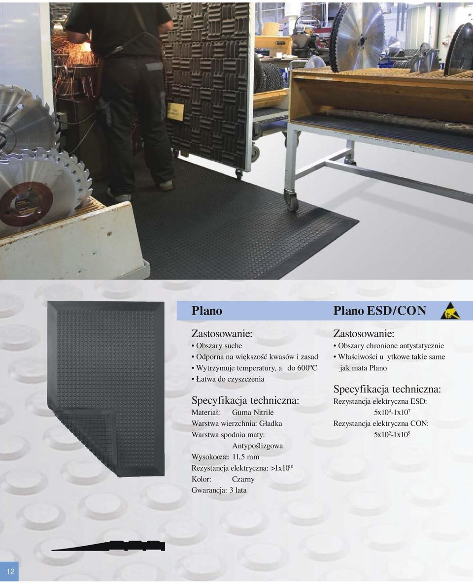 elektrycza: >1x10 10 Ω Kolor: Czary Gwaracja: 3 lata Plao ESD/CON Zastosowaie: Obszary chroioe atystatyczie Właściwości