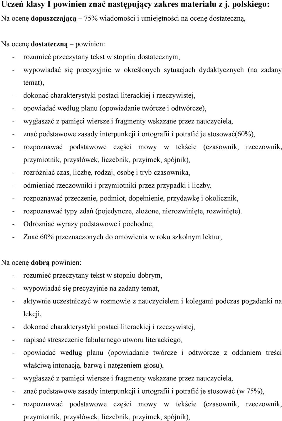 w określonych sytuacjach dydaktycznych (na zadany temat), - dokonać charakterystyki postaci literackiej i rzeczywistej, - opowiadać według planu (opowiadanie twórcze i odtwórcze), - wygłaszać z