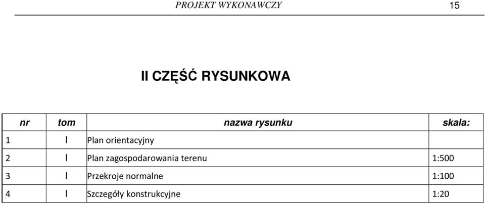 Plan zagospodarowania terenu 1:500 3 I
