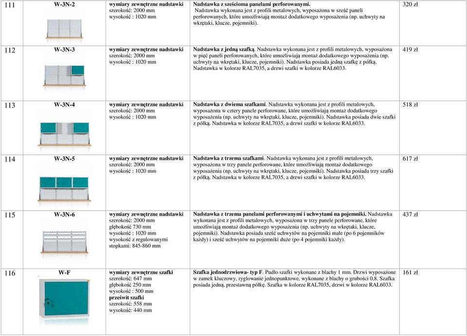 320 zł 112 W-3N-3 wymiary zewnętrzne nadstawki wysokość : 1020 mm Nadstawka z jedną szafką.