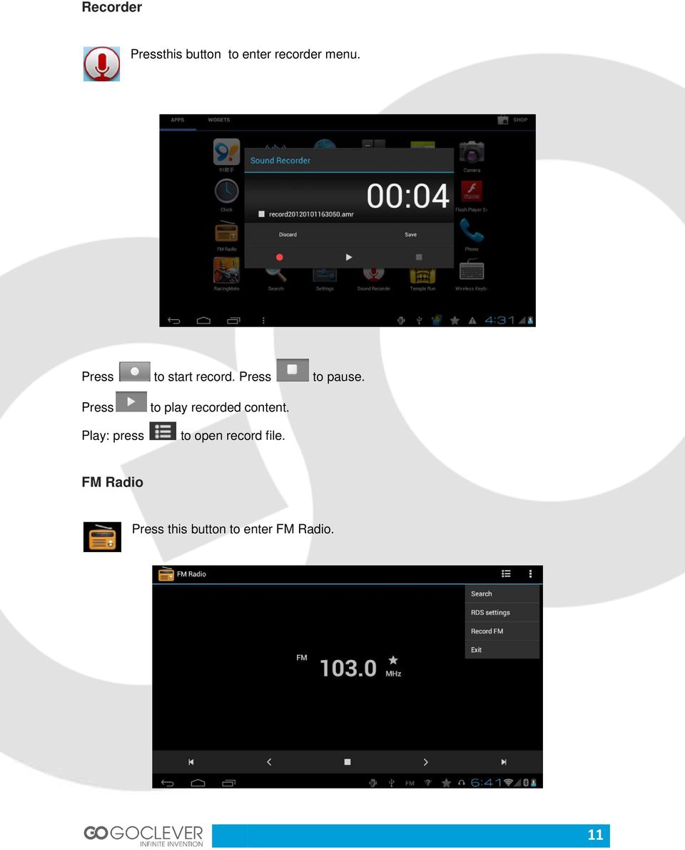 Press to play recorded ed content.