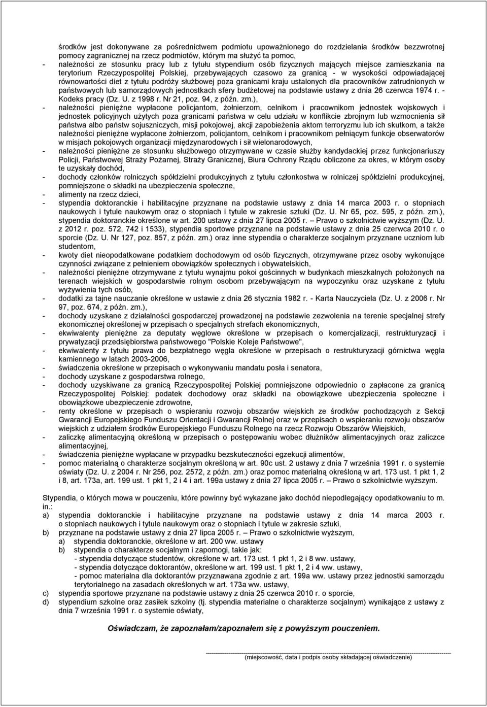 tytułu podróży służbowej poza granicami kraju ustalonych dla pracowników zatrudnionych w państwowych lub samorządowych jednostkach sfery budżetowej na podstawie ustawy z dnia 26 czerwca 1974 r.