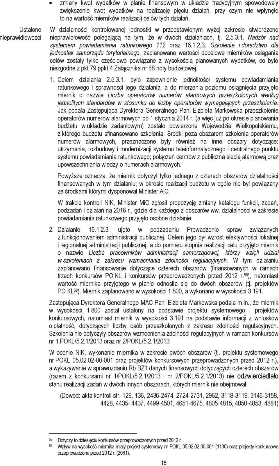 Nadzór nad systemem powiadamiania ratunkowego 112 oraz 16.1.2.3.