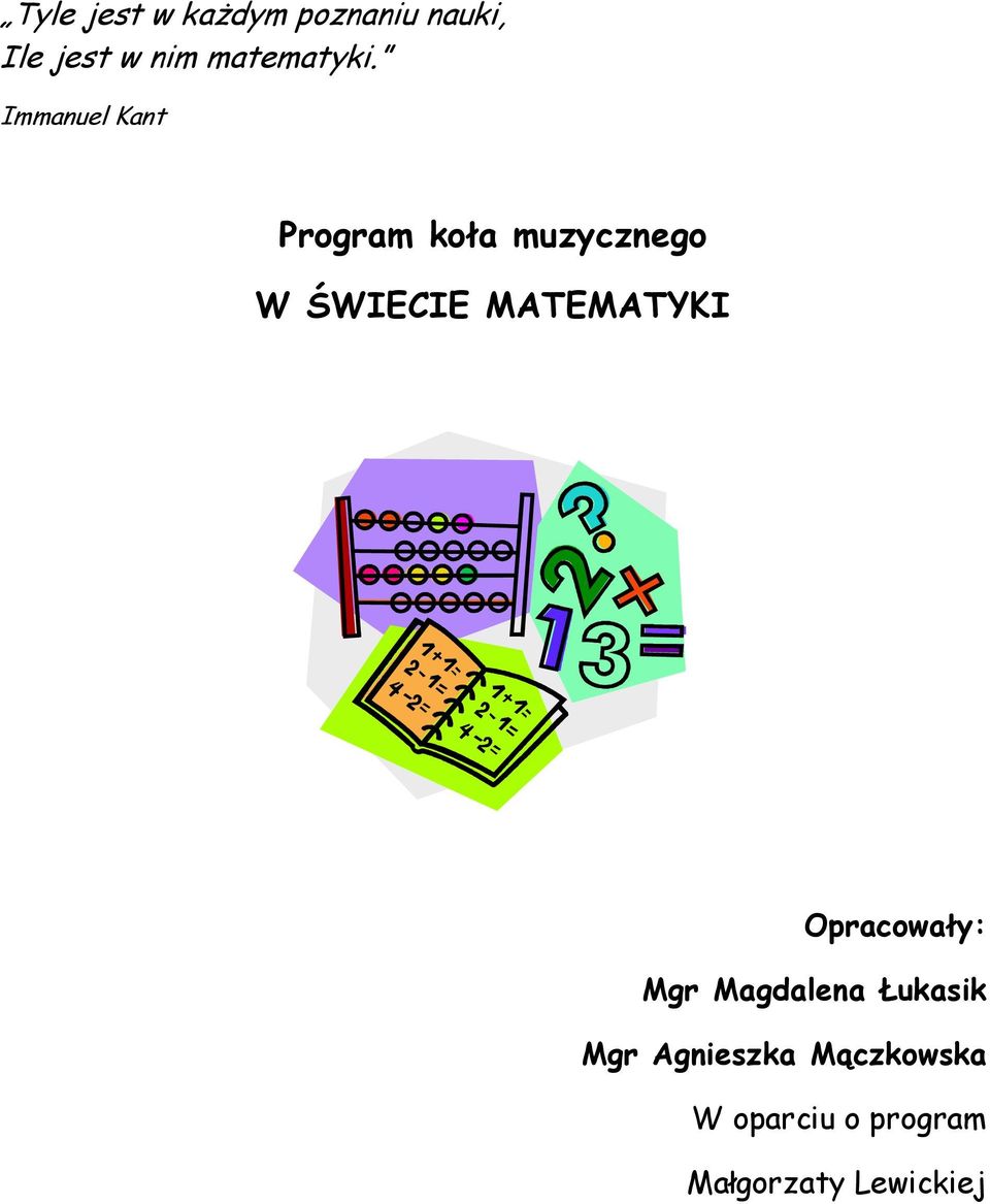 Immanuel Kant Program koła muzycznego W ŚWIECIE