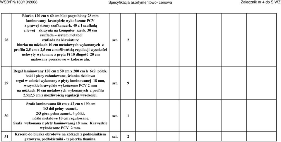 20 cm malowany proszkowo w kolorze alu.