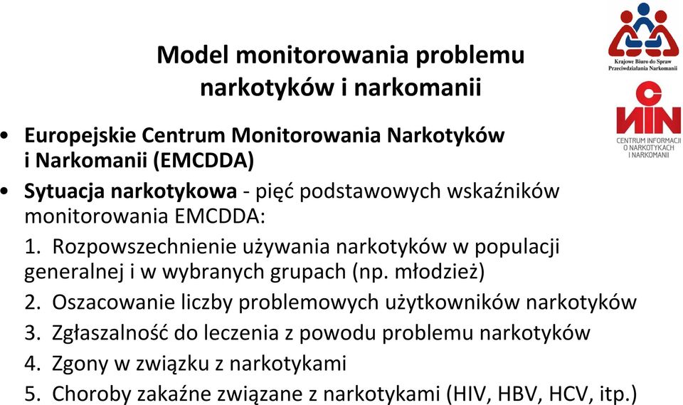 Rozpowszechnienie używania narkotyków w populacji generalnej i w wybranych grupach (np. młodzież) 2.