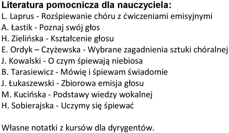 Ordyk Czyżewska - Wybrane zagadnienia sztuki chóralnej J. Kowalski - O czym śpiewają niebiosa B.